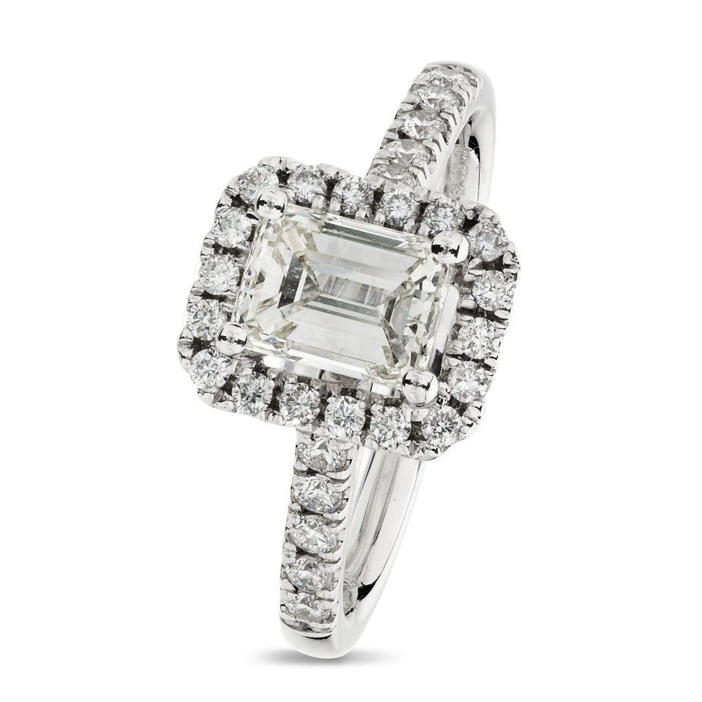 Emerald Cut Solitaire Diamond Ring 1ct K VS2 WGI 18K White Gold