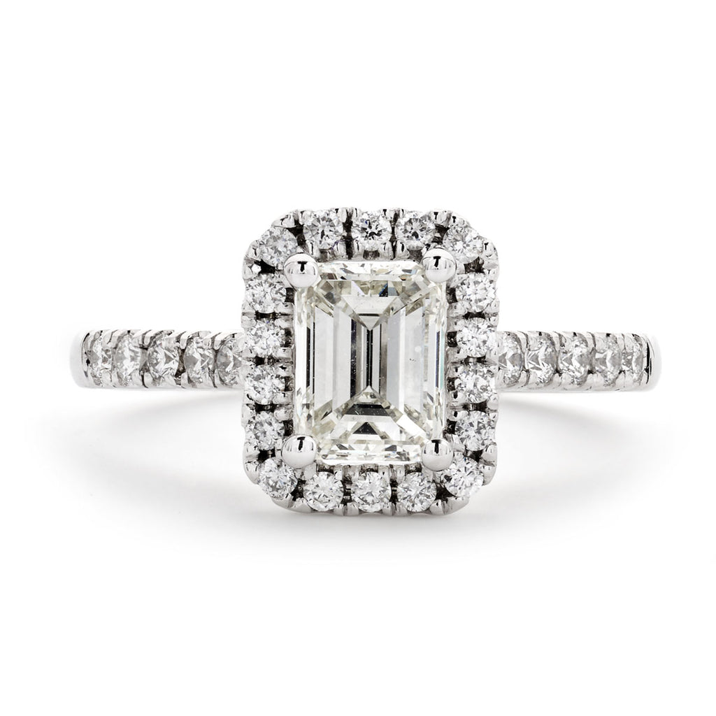 Emerald Cut Solitaire Diamond Ring 1ct K VS2 WGI 18K White Gold