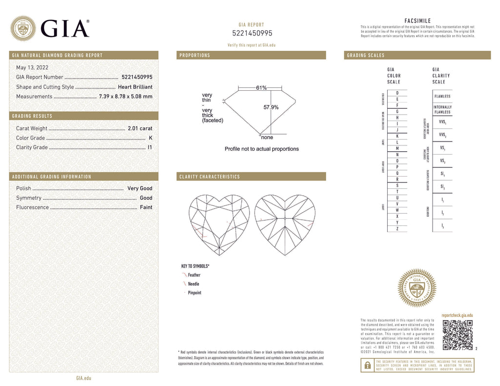 The Solitaire ring with Heart cut diamond 2.01 ct