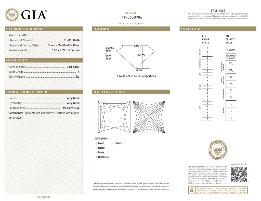 Solitare Princess cut diamond 2.01ct