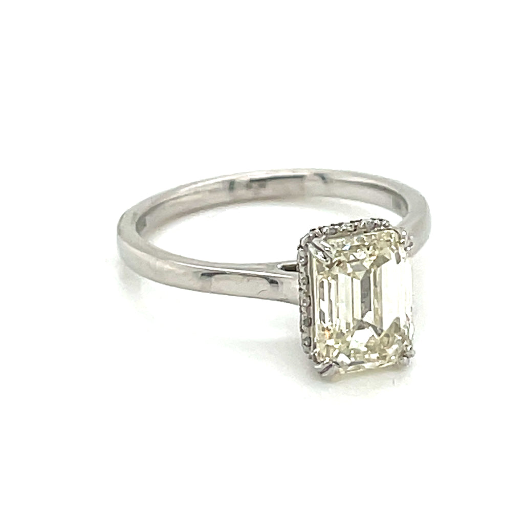 Emerald cut diamond solitaire ring 2.03 ct