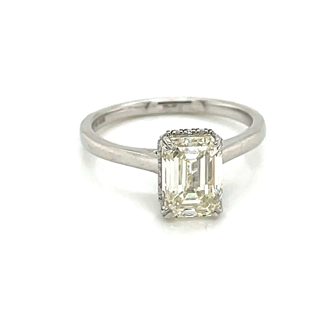 Emerald cut diamond solitaire ring 2.03 ct