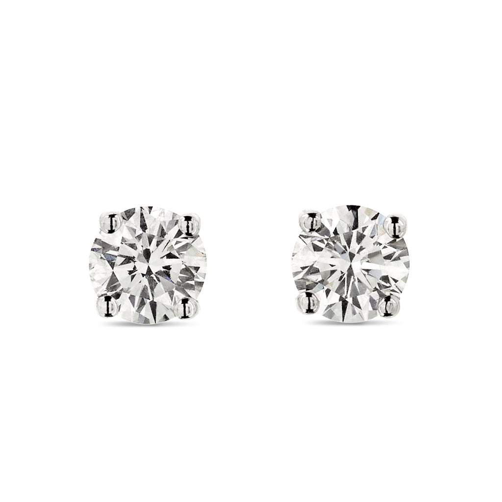 A pair of diamond Stud Earrings 0.68ct F-G VS2 WGI 18K white gold
