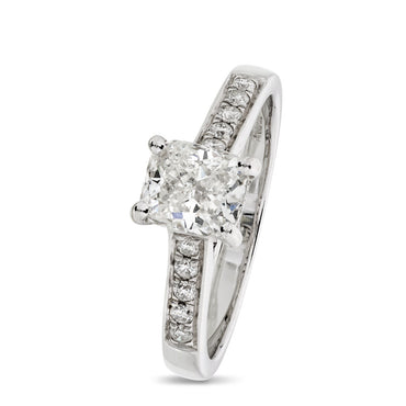 Cushion Cut Solitaire Diamond Ring 1ct G SI2 WGI 18K White Gold