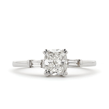Cushion Cut Solitaire Diamond Ring 1ct G SI WGI 18K White Gold