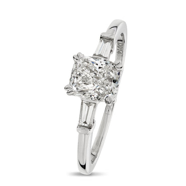 Cushion Cut Solitaire Diamond Ring 1ct G SI WGI 18K White Gold