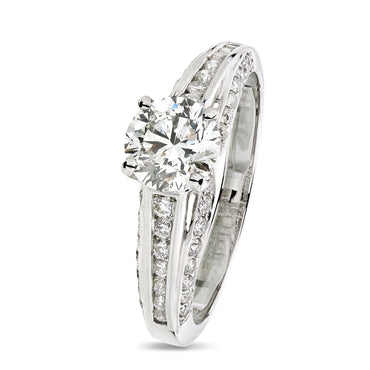 Round Brilliant Cut Solitaire Diamond Ring 1.01ct J SI2 GIA 18K White Gold