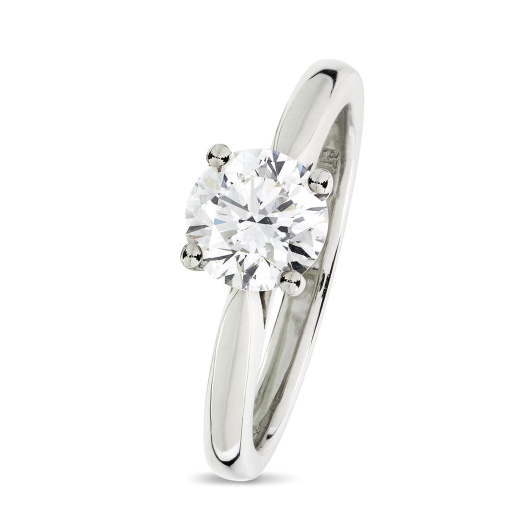 Round Brilliant Cut Solitaire Diamond Ring 1.1ct E VS2 GIA Platinum