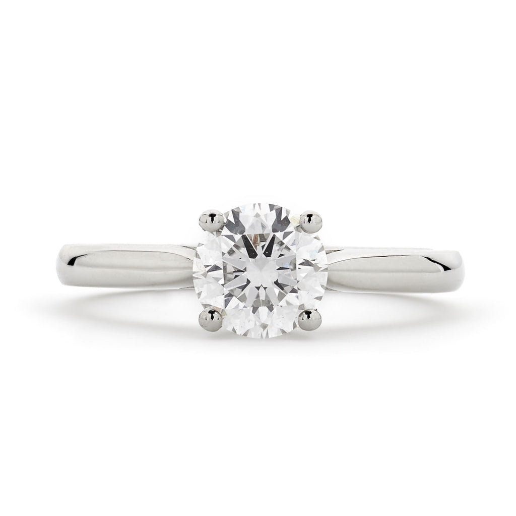 Round Brilliant Cut Solitaire Diamond Ring 1.1ct E VS2 GIA Platinum