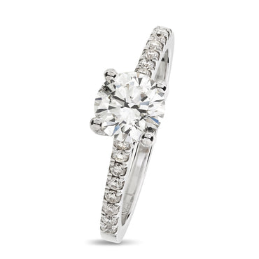 Round Brilliant Cut Solitaire Diamond Ring 1.01ct J SI2 GIA 18K White Gold