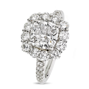 Cushion Cut Solitaire Diamond Ring 2.03ct D SI2 IGI 18K White Gold