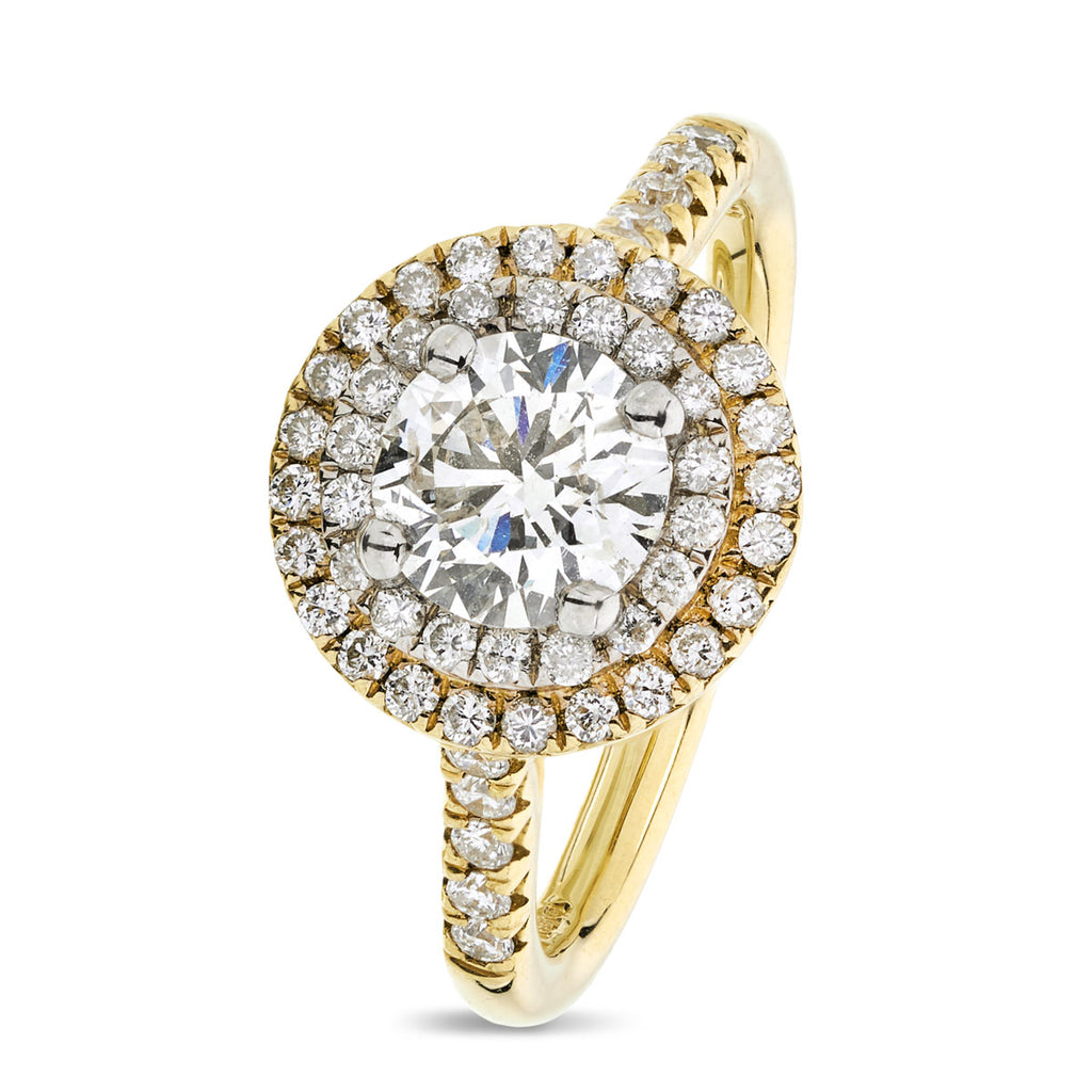 Round Brilliant Cut Solitaire Diamond Ring 1.01ct I SI1 WGI 18K Yellow And White Gold