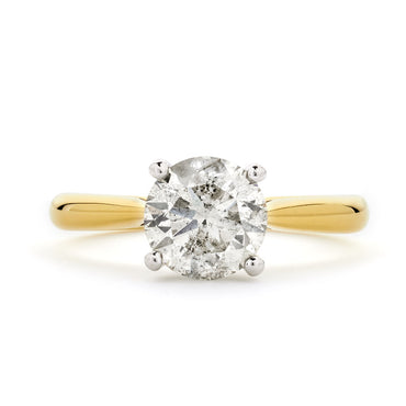 Round Brilliant Cut Solitaire Diamond Ring 1.8ct I SI3 WGI 18K Yellow And White Gold