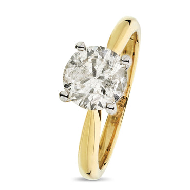 Round Brilliant Cut Solitaire Diamond Ring 1.8ct I SI3 WGI 18K Yellow And White Gold