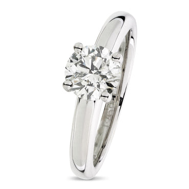 Round Brilliant Cut Solitaire Diamond Ring 1.09ct I SI1 WGI 18K White Gold