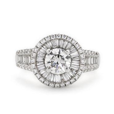 Round Brilliant Cut Solitaire Diamond Ring 0.91ct H SI1 WGI 18K White Gold