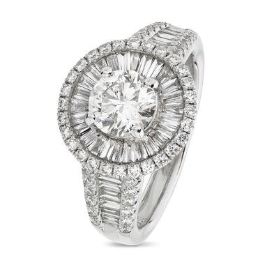 Round Brilliant Cut Solitaire Diamond Ring 0.91ct H SI1 WGI 18K White Gold