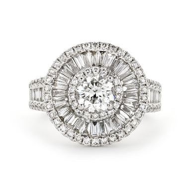 Round Brilliant Cut Solitaire Diamond Ring 0.91ct H SI1 WGI 18K White Gold