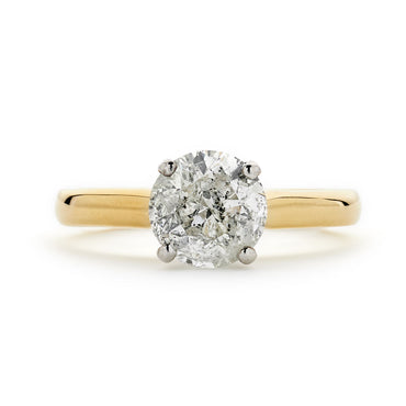 Round Brilliant Cut Solitaire Diamond Ring 1.64ct J I2 WGI 18K Yellow And White Gold