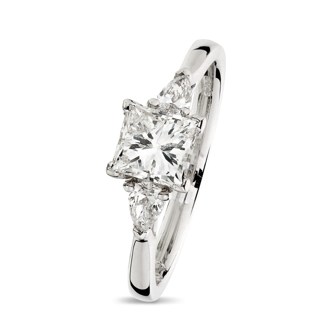 Princess Cut Solitaire Diamond Ring 0.9ct H SI2 GIA 18K White Gold