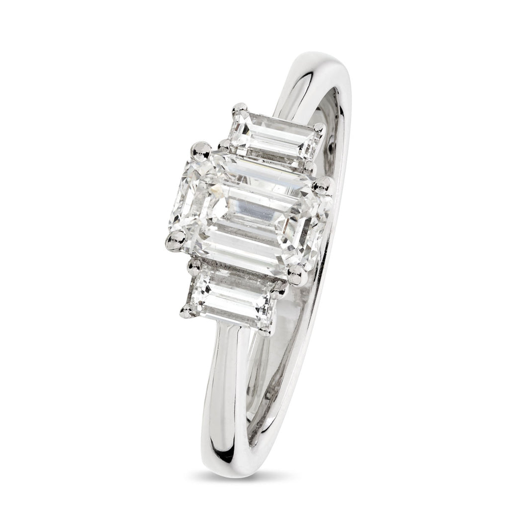 Emerald Cut Solitaire Diamond Ring 1.02ct G SI2 IGI 18K White Gold