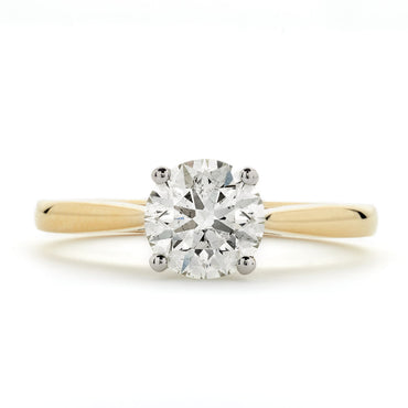 Round Brilliant Cut Solitaire Diamond Ring 1.2ct K SI1 WGI 18K Yellow And White Gold