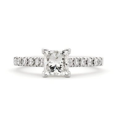 Princess Cut Solitaire Diamond Ring 1.01ct I SI1 WGI 18K White Gold