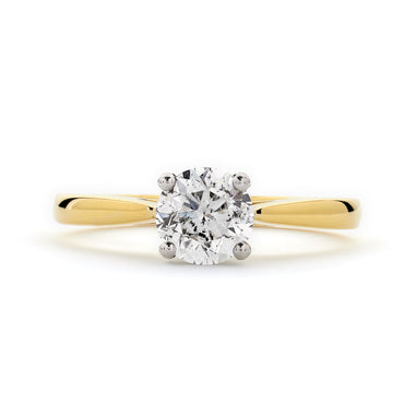 Round Brilliant Cut Solitaire Diamond Ring 1.03ct D SI2 WGI 18K Yellow And White Gold