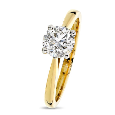 Round Brilliant Cut Solitaire Diamond Ring 1.03ct D SI2 WGI 18K Yellow And White Gold