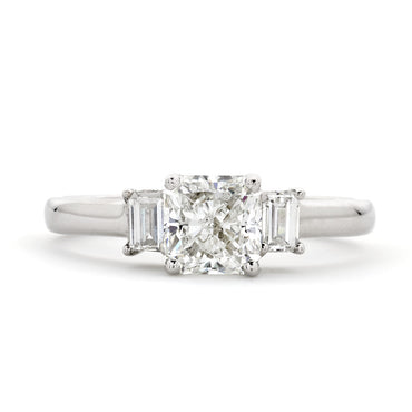 Radiant Cut Solitaire Diamond Ring 1ct G SI2 GIA 18K White Gold
