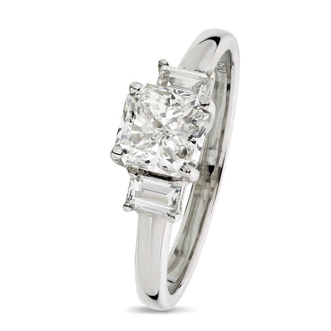Radiant Cut Solitaire Diamond Ring 1ct G SI2 GIA 18K White Gold