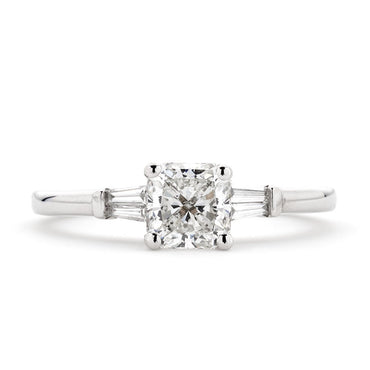 Radiant Cut Diamond 1.02ct G SI1 GIA 18k White Gold Engagement Ring