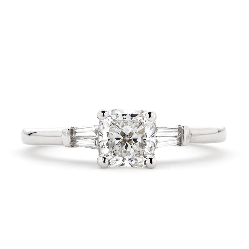 Radiant Cut Solitaire Diamond Ring 1.02ct G SI1 GIA 18K White Gold