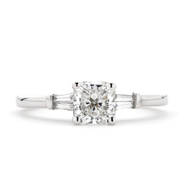Radiant Cut Solitaire Diamond Ring 1.02ct G SI1 GIA 18K White Gold