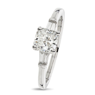 Radiant Cut Solitaire Diamond Ring 1.02ct G SI1 GIA 18K White Gold
