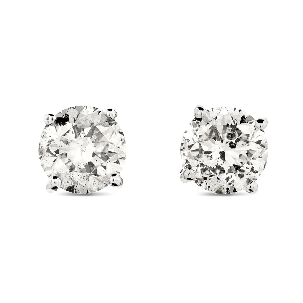 A pair of diamond Stud Earrings  2.04ct  I SI2 WGI 18K white gold