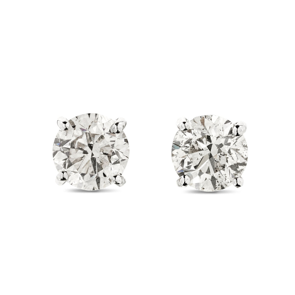 A pair of diamond Stud Earrings 2.06ct H SI2 WGI 18K white gold