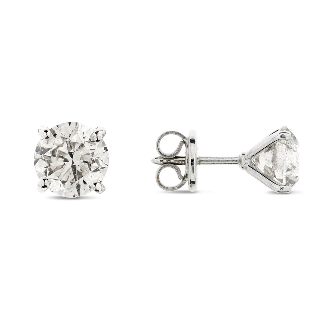 A pair of diamond Stud Earrings 2.06ct H SI2 WGI 18K white gold
