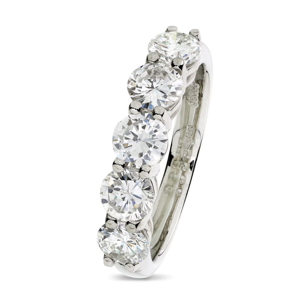 Round Brilliant Cut 5-stone Diamond Ring 1.66ct F-G VS2-SI1 platinum