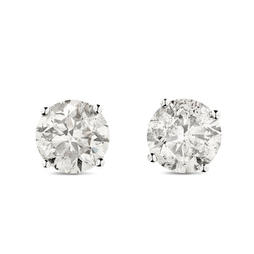A pair of diamond Stud Earrings 3.07ct I SI2 WGI 18K white gold