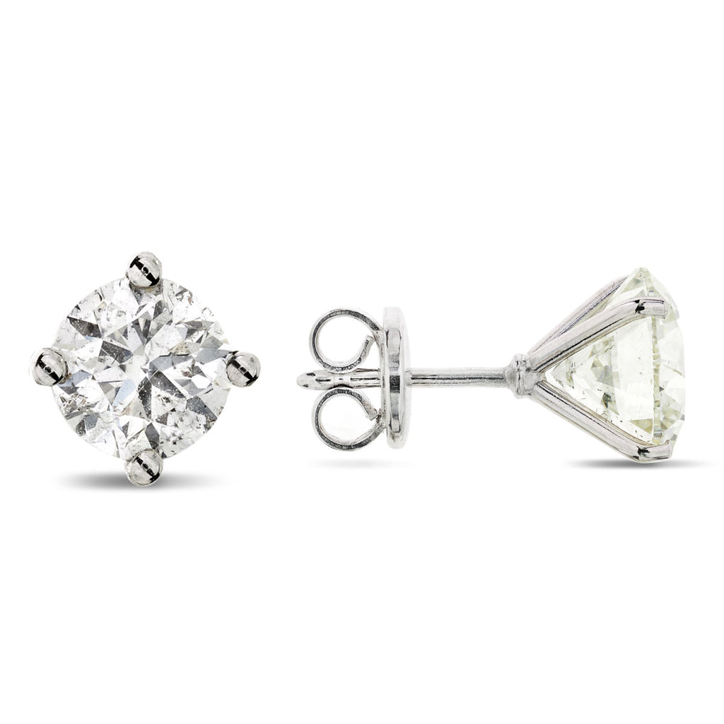 A pair of diamond Stud Earrings  1.01ct  G SI2 WGI 18K white gold