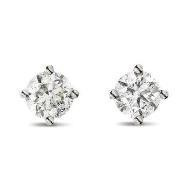 A pair of diamond Stud Earrings  1.01ct  G SI2 WGI 18K white gold