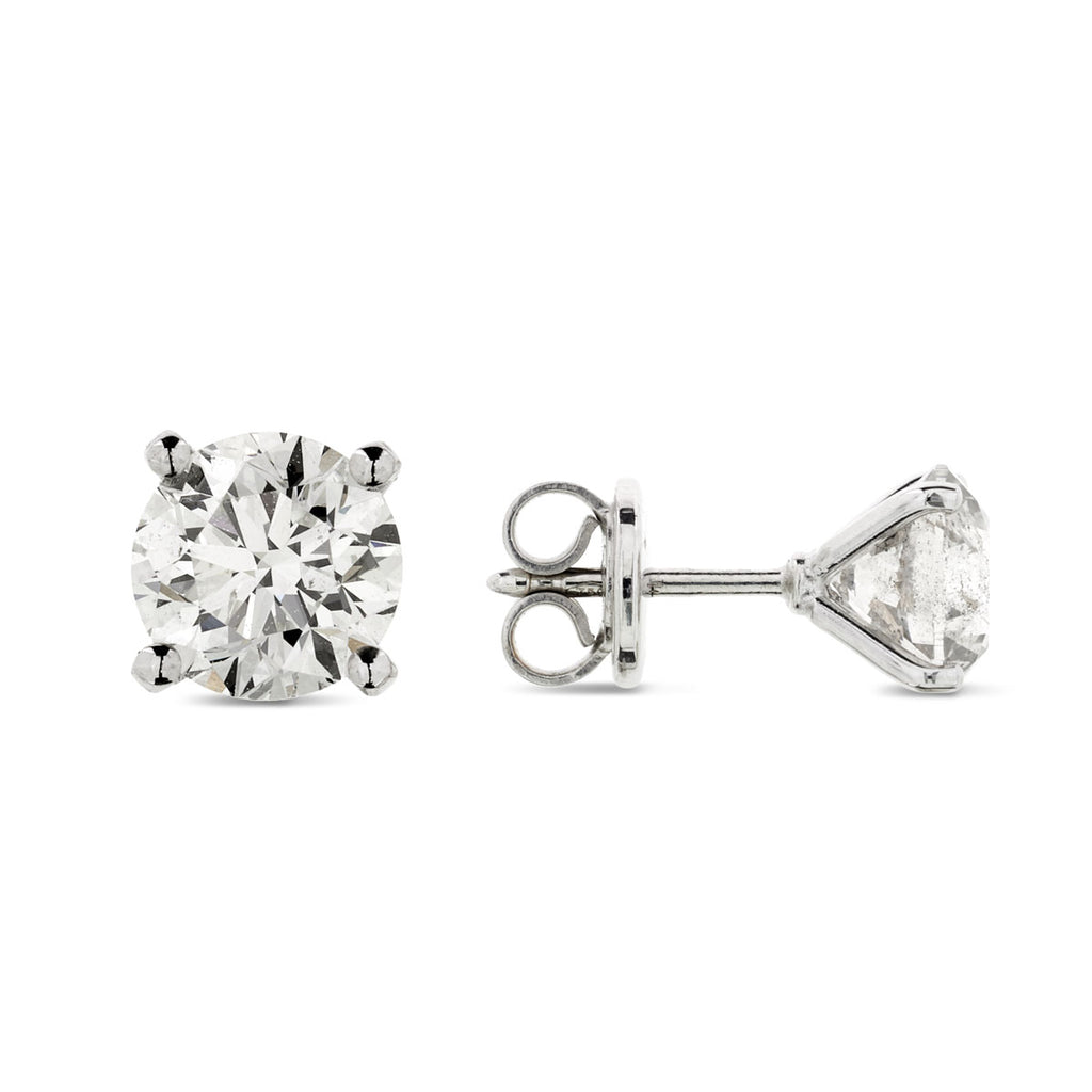 A pair of diamond Stud Earrings 1.41ct H SI1 WGI 18K white gold