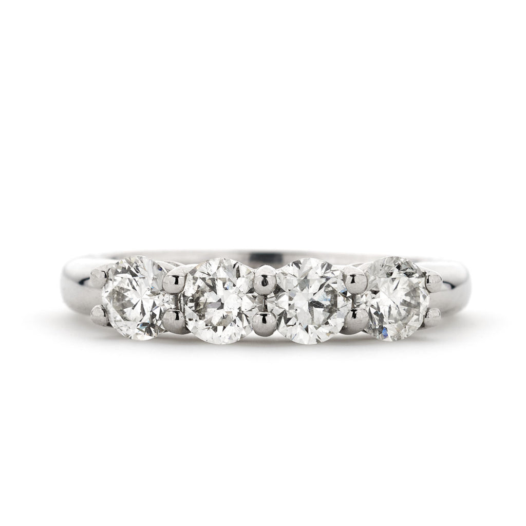 Round Brilliant Cut 4-stone Diamond Ring 1.16ct I-J VS-SI WGI Platinum