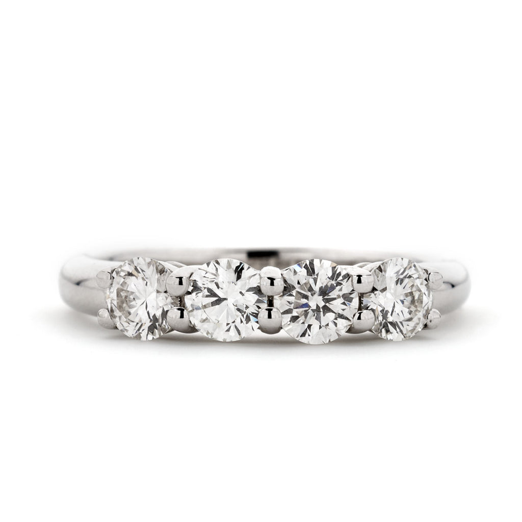Round Brilliant Cut 4-stone Diamond Ring I-J VS2 WGI 18K white gold