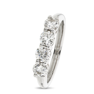 Round Brilliant Cut 4-stone Diamond Ring I-J VS2 WGI 18K white gold