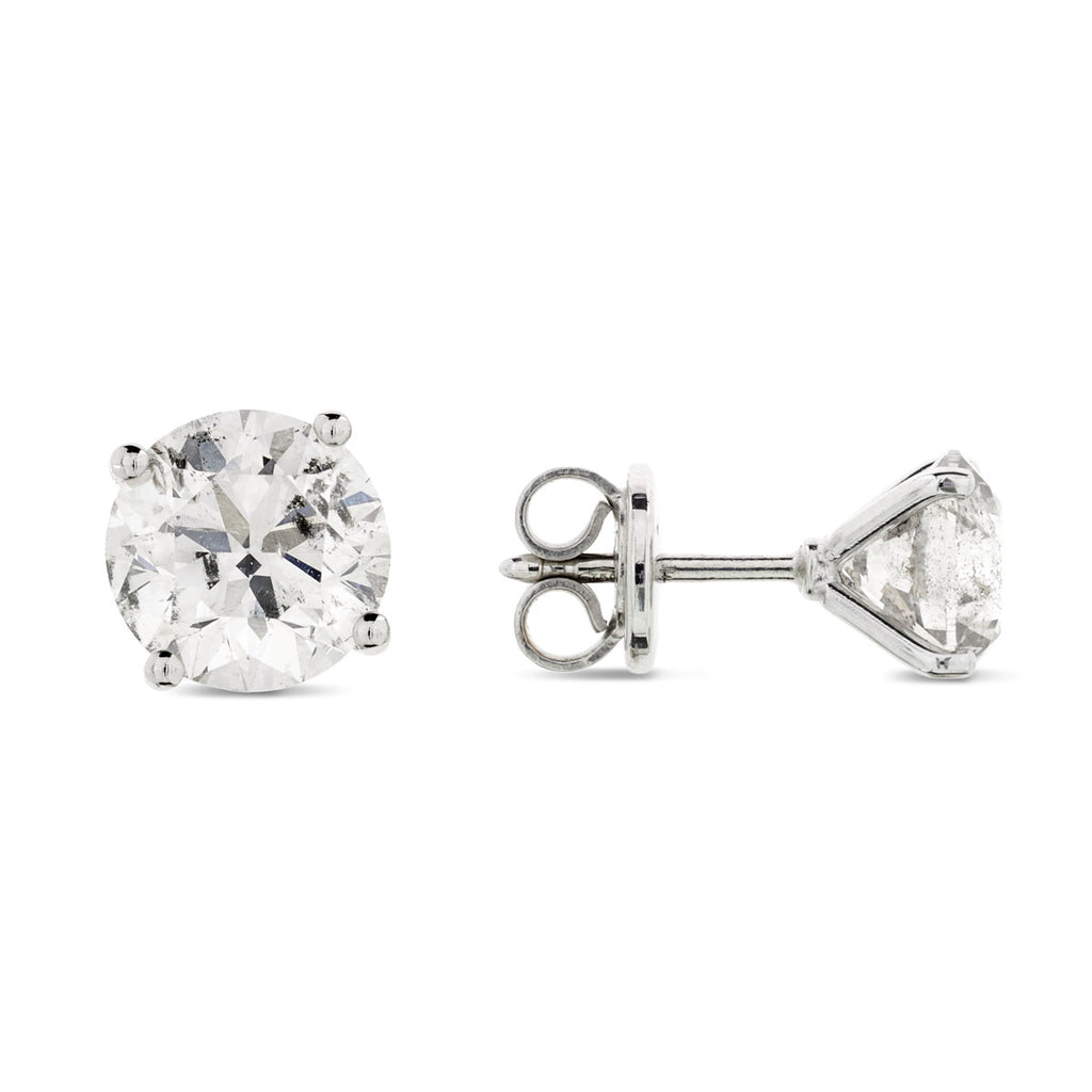 A pair of diamond Stud Earrings  2.14ct  G SI2 WGI 18K white gold
