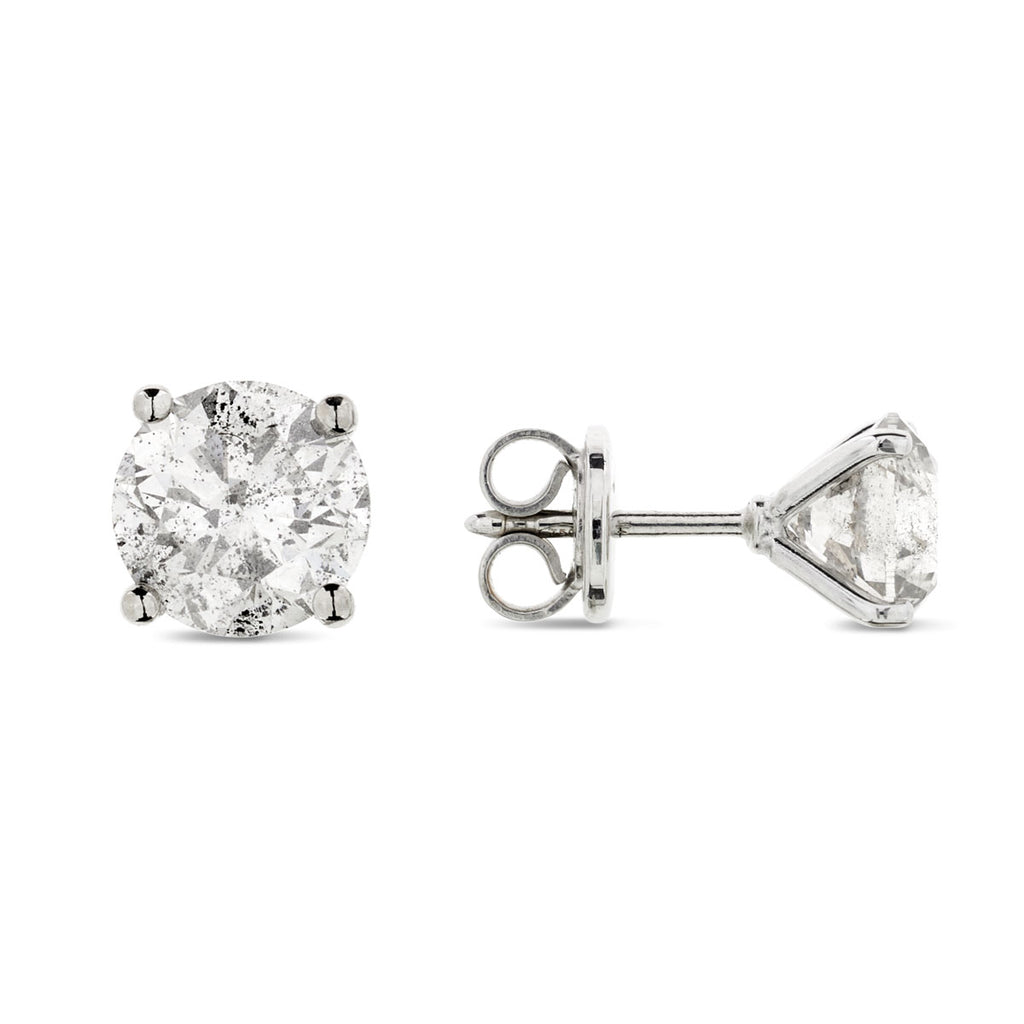 A pair of diamond Stud Earrings 1.45ct G SI2 WGI 18K white gold