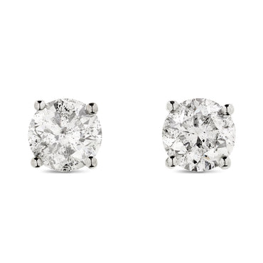 A pair of diamond Stud Earrings 1.45ct G SI2 WGI 18K white gold