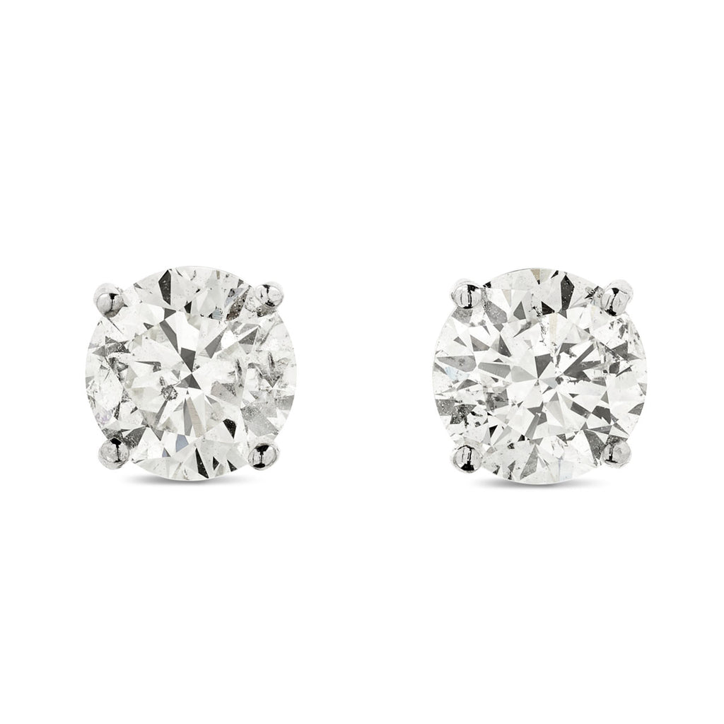 A pair of diamond Stud Earrings  3.07ct  I SI2 WGI 18K white gold
